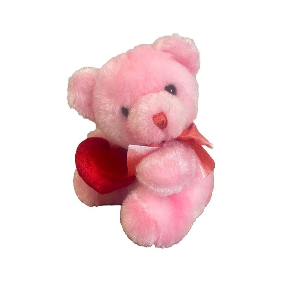 Teddy Bear Pink Bow and Heart by Golden Bear Co, Ltd.  6" Valentine Sitting Gift